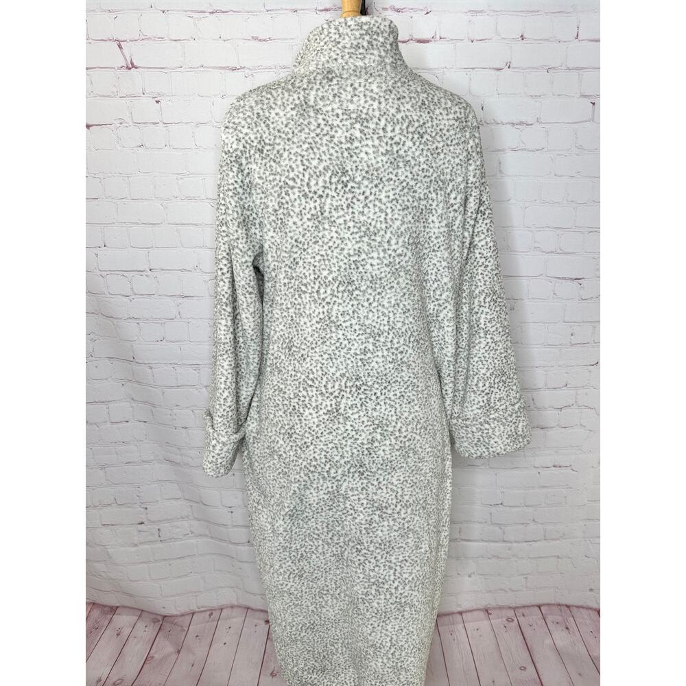 Oscar De La Renta White Gray Animal Print Fleece Zip Robe Women's XL Housecoat - Picture 9 of 9